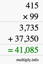 How to calculate 415 times 99 using long multiplication