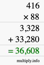 How to calculate 416 times 88 using long multiplication