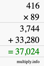 How to calculate 416 times 89 using long multiplication How to calculate 416 times 89 using long multiplication