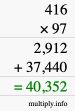 How to calculate 416 times 97 using long multiplication