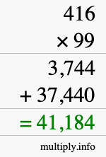 How to calculate 416 times 99 using long multiplication