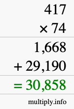 How to calculate 417 times 74 using long multiplication