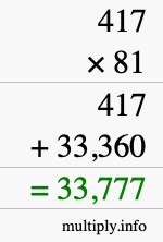 How to calculate 417 times 81 using long multiplication