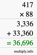 How to calculate 417 times 88 using long multiplication