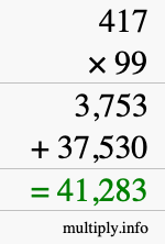 How to calculate 417 times 99 using long multiplication
