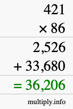 How to calculate 421 times 86 using long multiplication How to calculate 421 times 86 using long multiplication