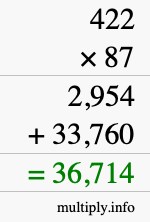 How to calculate 422 times 87 using long multiplication