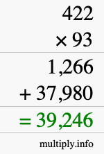 How to calculate 422 times 93 using long multiplication