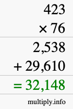How to calculate 423 times 76 using long multiplication How to calculate 423 times 76 using long multiplication