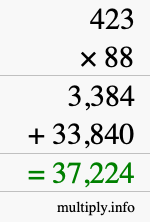 How to calculate 423 times 88 using long multiplication