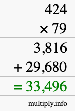 How to calculate 424 times 79 using long multiplication How to calculate 424 times 79 using long multiplication