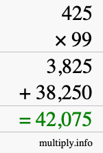 How to calculate 425 times 99 using long multiplication