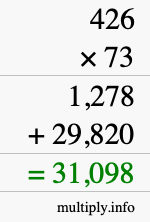 How to calculate 426 times 73 using long multiplication