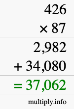 How to calculate 426 times 87 using long multiplication