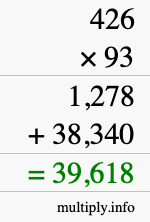 How to calculate 426 times 93 using long multiplication