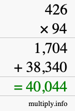 How to calculate 426 times 94 using long multiplication