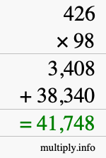 How to calculate 426 times 98 using long multiplication