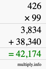 How to calculate 426 times 99 using long multiplication