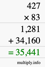 How to calculate 427 times 83 using long multiplication How to calculate 427 times 83 using long multiplication