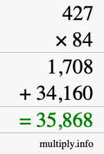 How to calculate 427 times 84 using long multiplication How to calculate 427 times 84 using long multiplication