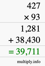 How to calculate 427 times 93 using long multiplication