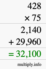 How to calculate 428 times 75 using long multiplication How to calculate 428 times 75 using long multiplication