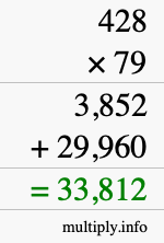 How to calculate 428 times 79 using long multiplication