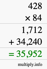 How to calculate 428 times 84 using long multiplication How to calculate 428 times 84 using long multiplication