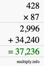 How to calculate 428 times 87 using long multiplication How to calculate 428 times 87 using long multiplication