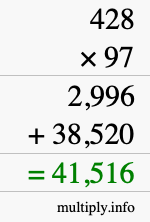 How to calculate 428 times 97 using long multiplication