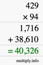 How to calculate 429 times 94 using long multiplication