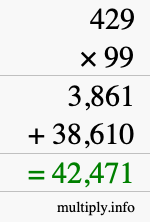 How to calculate 429 times 99 using long multiplication