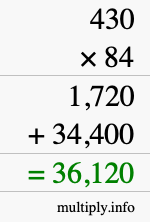 How to calculate 430 times 84 using long multiplication How to calculate 430 times 84 using long multiplication