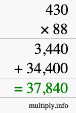 How to calculate 430 times 88 using long multiplication