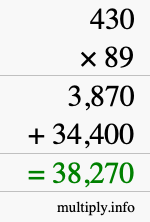 How to calculate 430 times 89 using long multiplication