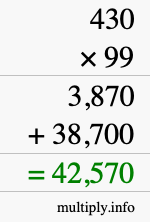 How to calculate 430 times 99 using long multiplication