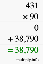 How to calculate 431 times 90 using long multiplication