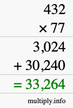 How to calculate 432 times 77 using long multiplication