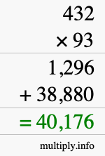 How to calculate 432 times 93 using long multiplication
