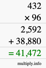 How to calculate 432 times 96 using long multiplication How to calculate 432 times 96 using long multiplication