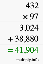 How to calculate 432 times 97 using long multiplication