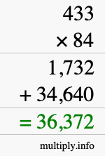 How to calculate 433 times 84 using long multiplication How to calculate 433 times 84 using long multiplication