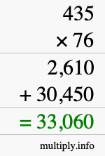 How to calculate 435 times 76 using long multiplication How to calculate 435 times 76 using long multiplication
