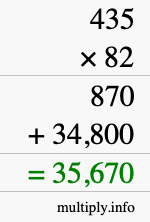 How to calculate 435 times 82 using long multiplication How to calculate 435 times 82 using long multiplication