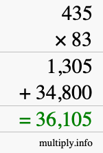 How to calculate 435 times 83 using long multiplication How to calculate 435 times 83 using long multiplication