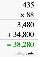 How to calculate 435 times 88 using long multiplication