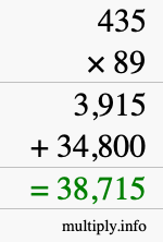 How to calculate 435 times 89 using long multiplication