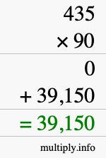 How to calculate 435 times 90 using long multiplication