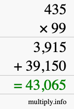 How to calculate 435 times 99 using long multiplication