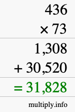 How to calculate 436 times 73 using long multiplication